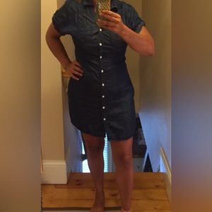 Guess dresses, Guess Jean denim mini button up short sleeve dress